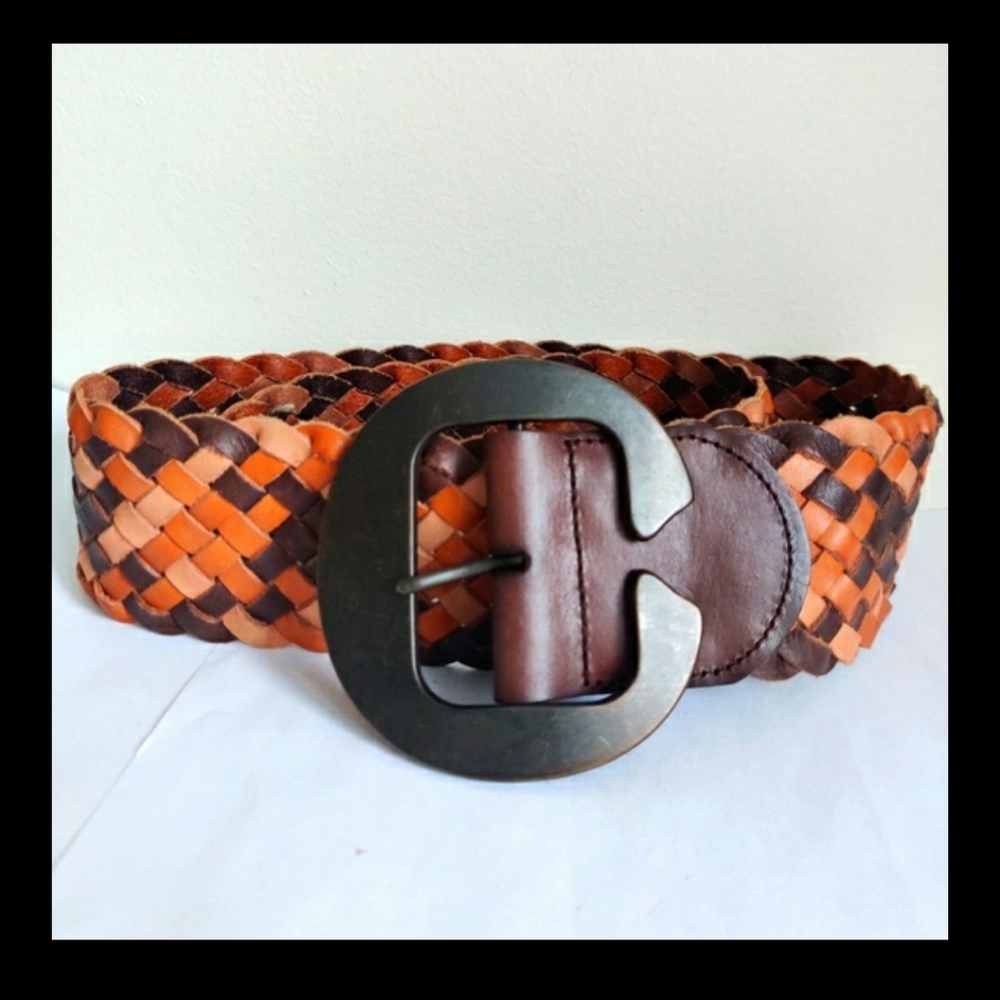 🇨🇦 Linea Pelle braided leather belt in EUC